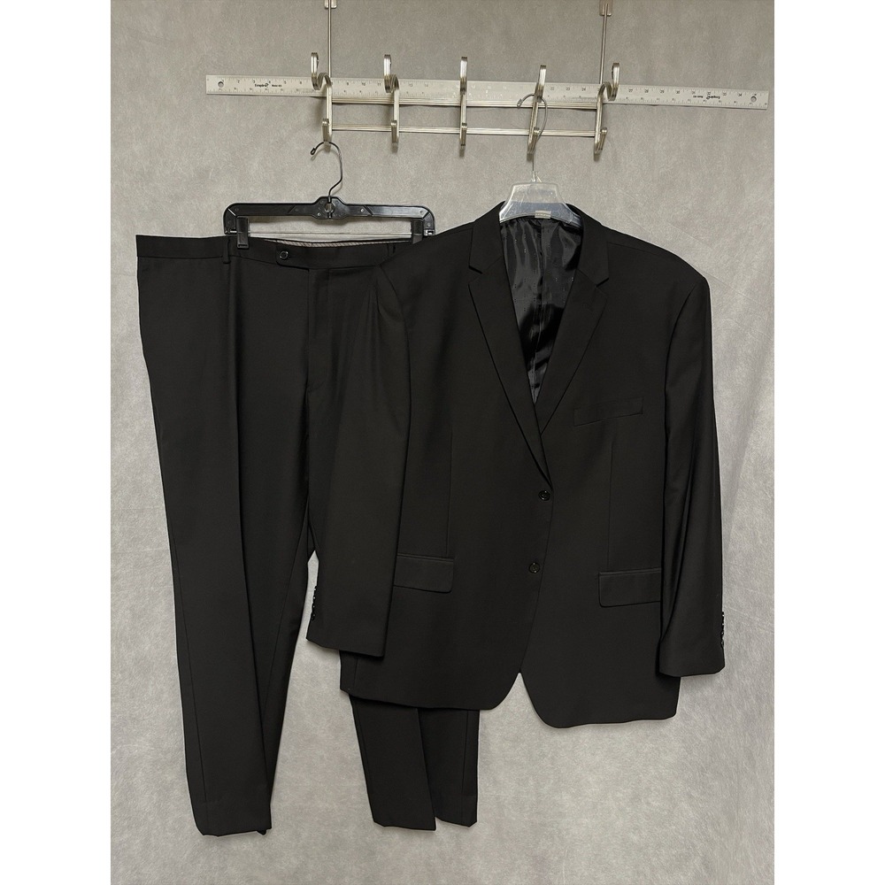 Angelo Rossi Suit Men 52R Black Performance Stretch Academia 48x31 Pants Luxury‎